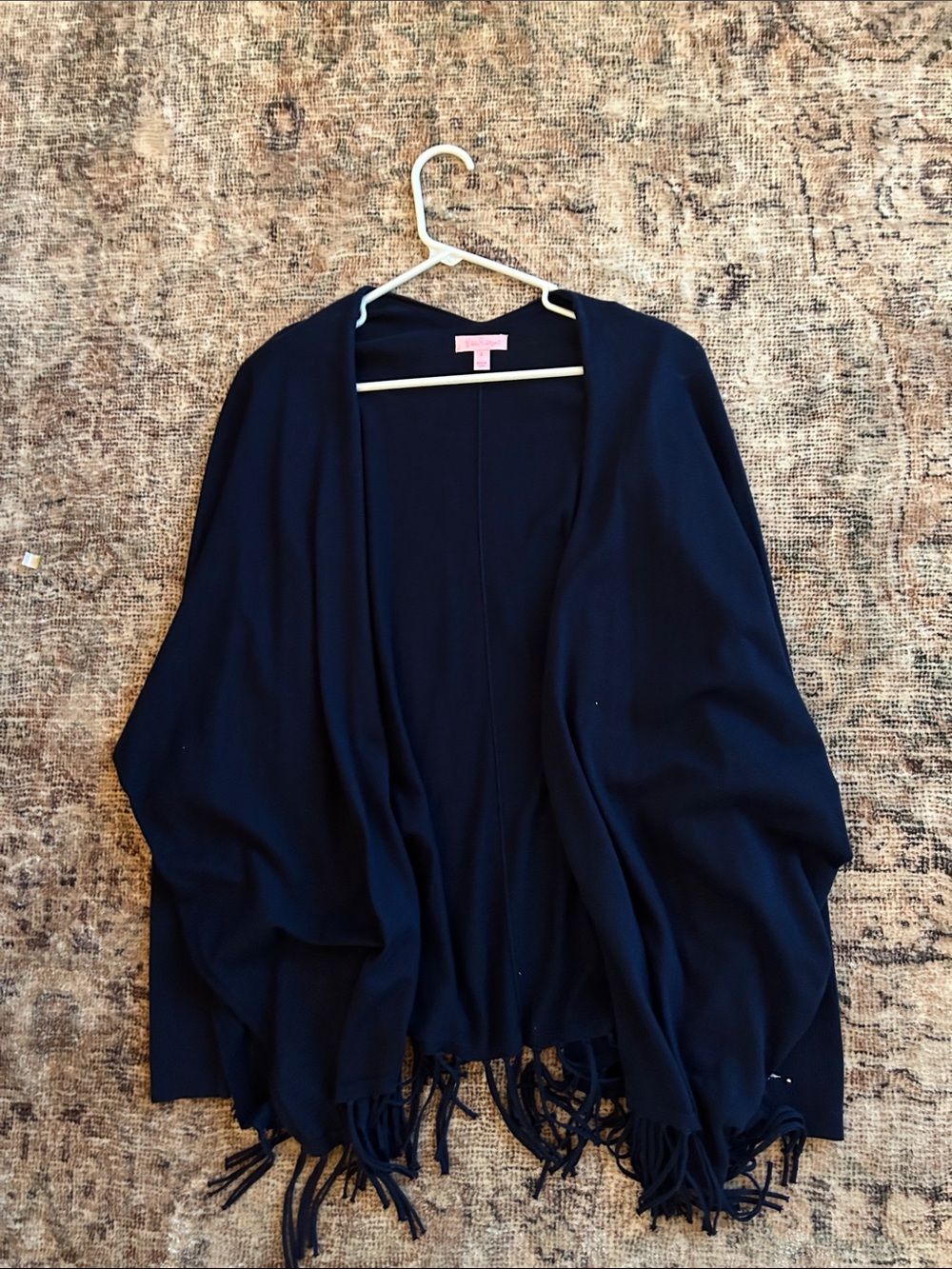 Lilly Pulitzer Navy Fringe Open-Front Women's cardigan